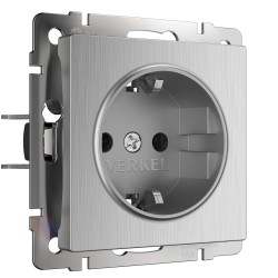 Розетка с заземлением (cеребряный рифленый) W1171009 Розетка с заземлением (cеребряный рифленый) W1171009